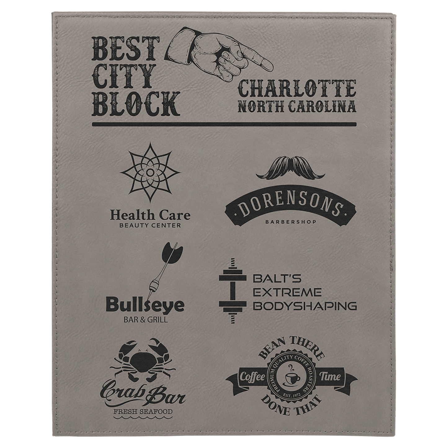 8x10 Gray Leather Plaque