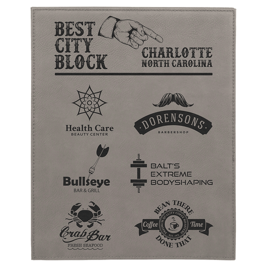 8x10 Gray Leather Plaque