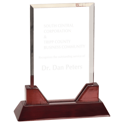 Rectangle Prestige Acrylic with Rosewood Piano Finish Base