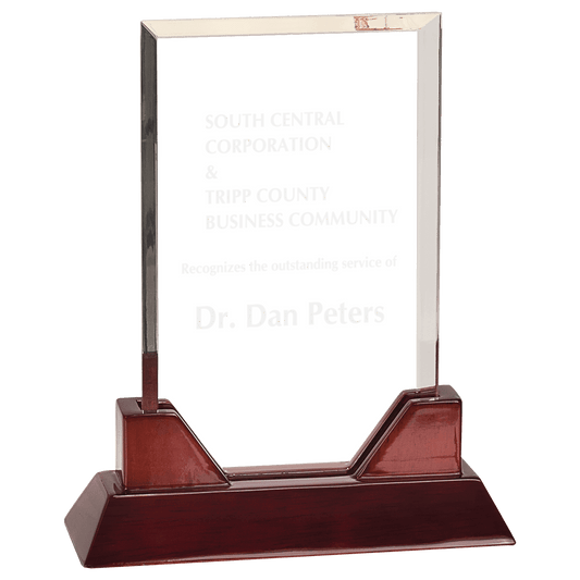Rectangle Prestige Acrylic with Rosewood Piano Finish Base